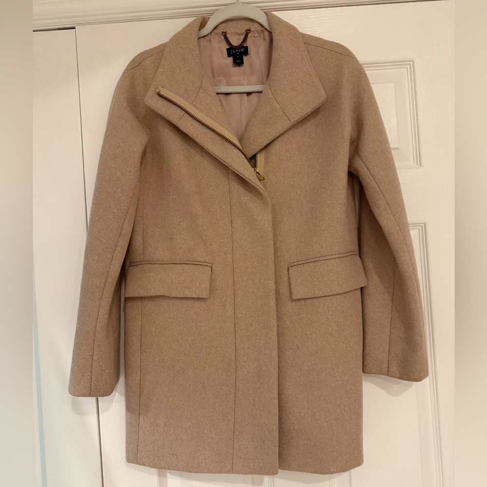 J. Crew Women's Tan Oatmeal Wool Peacoat Coat Sz 2